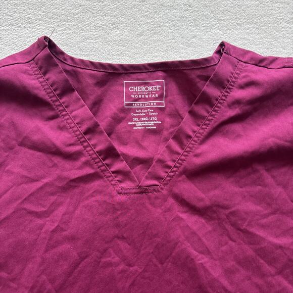 Cherokee Workwear Revolution Women Scrub V-Neck Top Shirt 3XL Wine Maroon WW620 - Picture 2 of 13